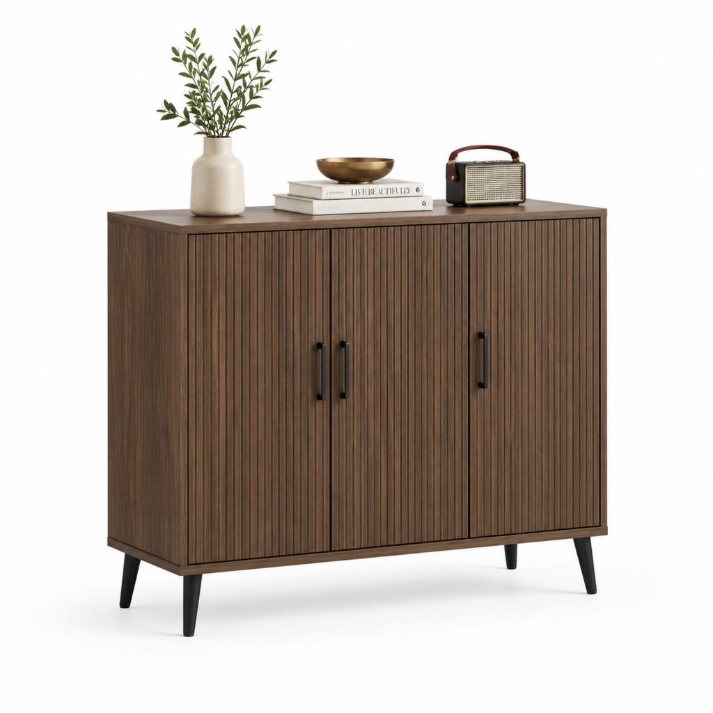 Credenza da sala da pranzo marrone noce in MDF rettangolare 120 x 40 x 85 cm