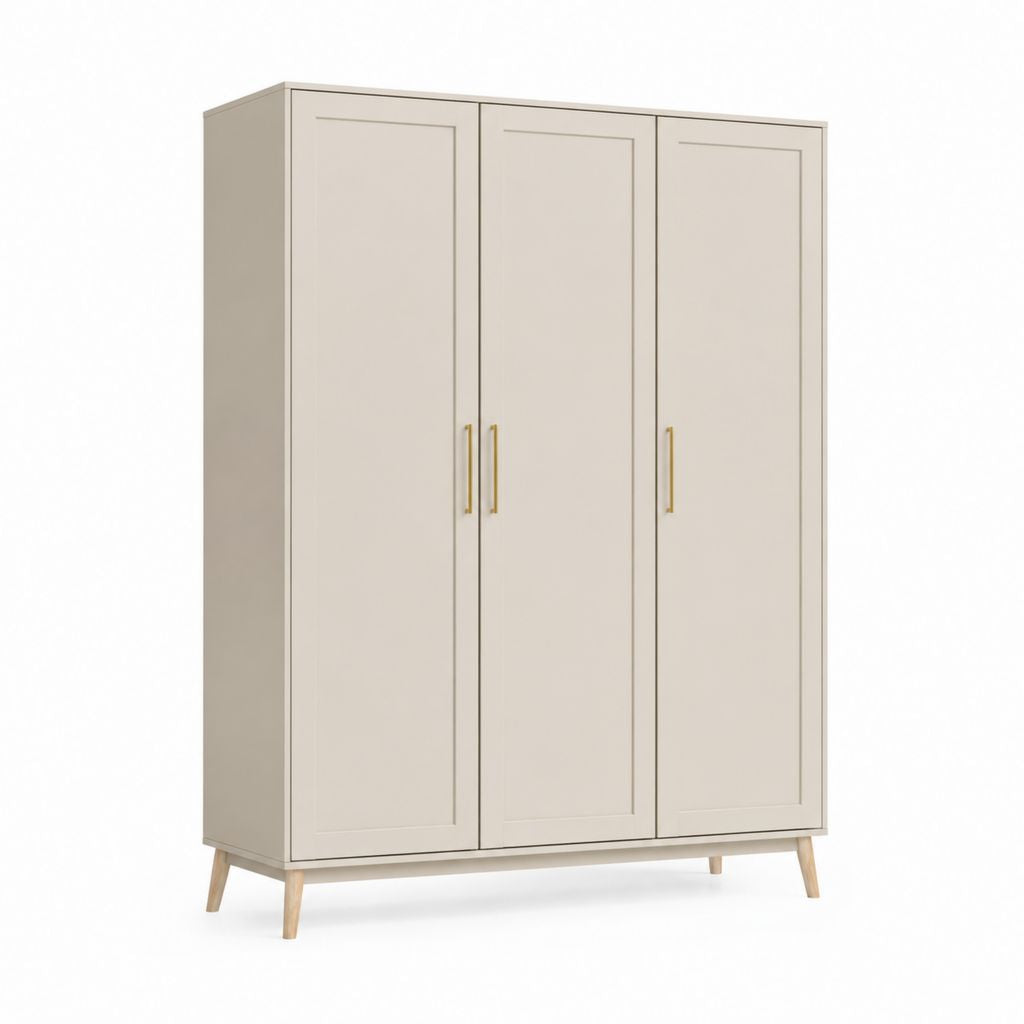 Armadio guardaroba 3 ante beige in pannelli di truciolare rettangolare 150 x 55 x 200 cm