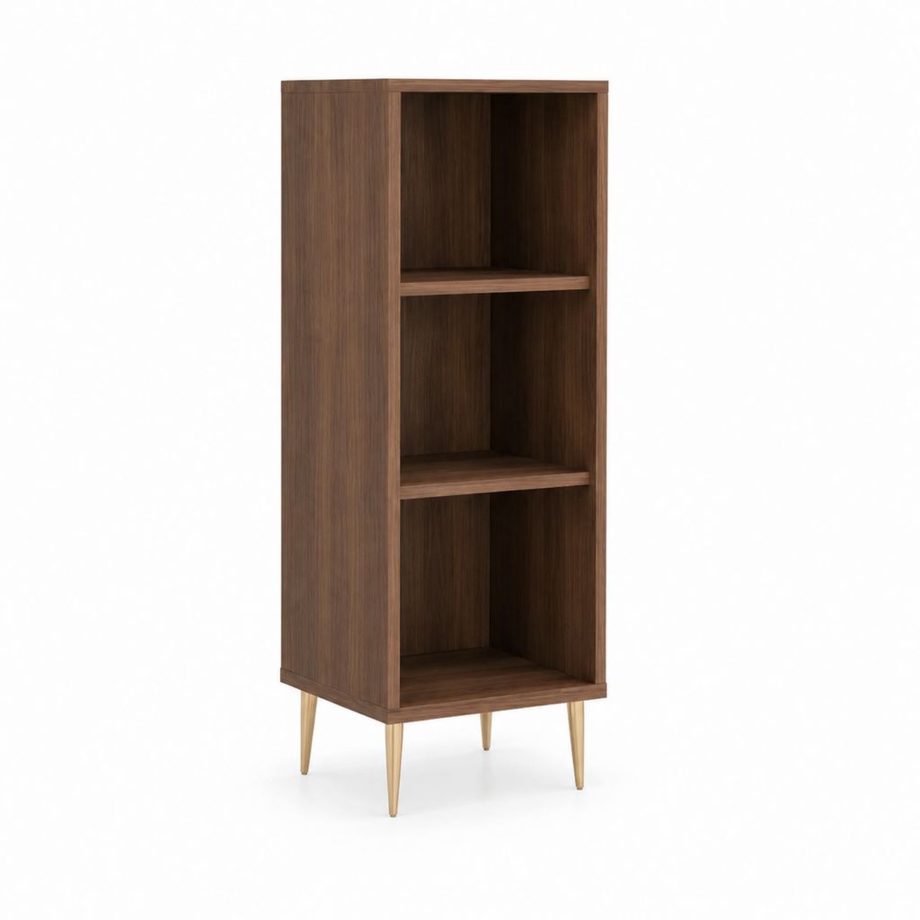 Libreria a giorno in pannelli truciolari noce con 3 ripiani 60 x 35 x 160 cm