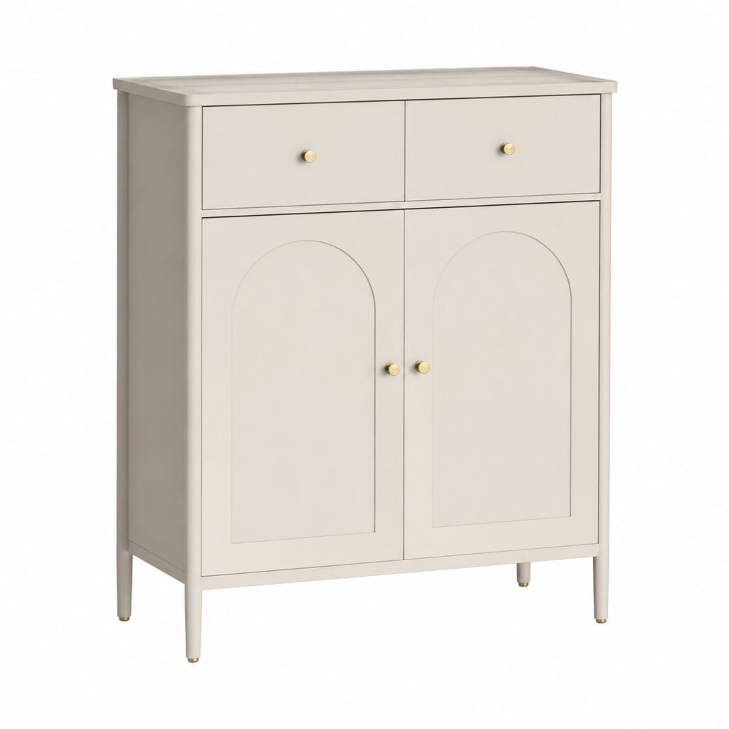 Credenza da sala da pranzo crema in MDF rettangolare con 2 ante e 2 cassetti 80 x 40 x 100 cm