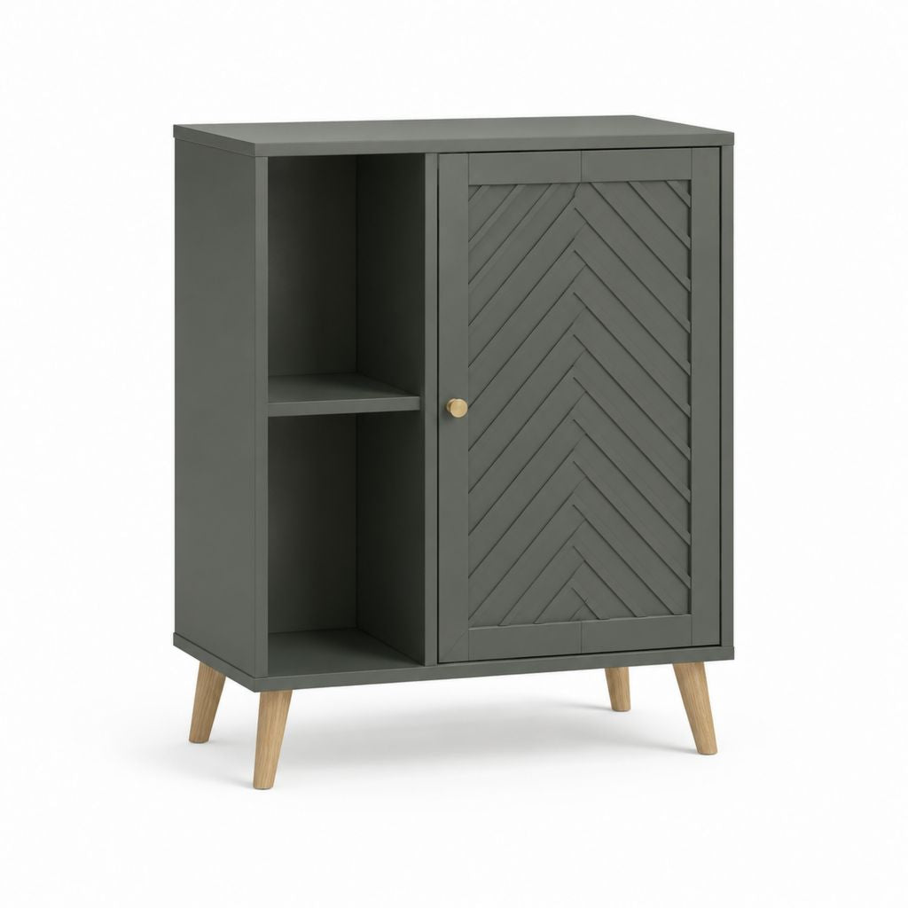 Credenza da sala da pranzo grigio antracite in MDF con anta e vani a giorno 80 x 40 x 100 cm