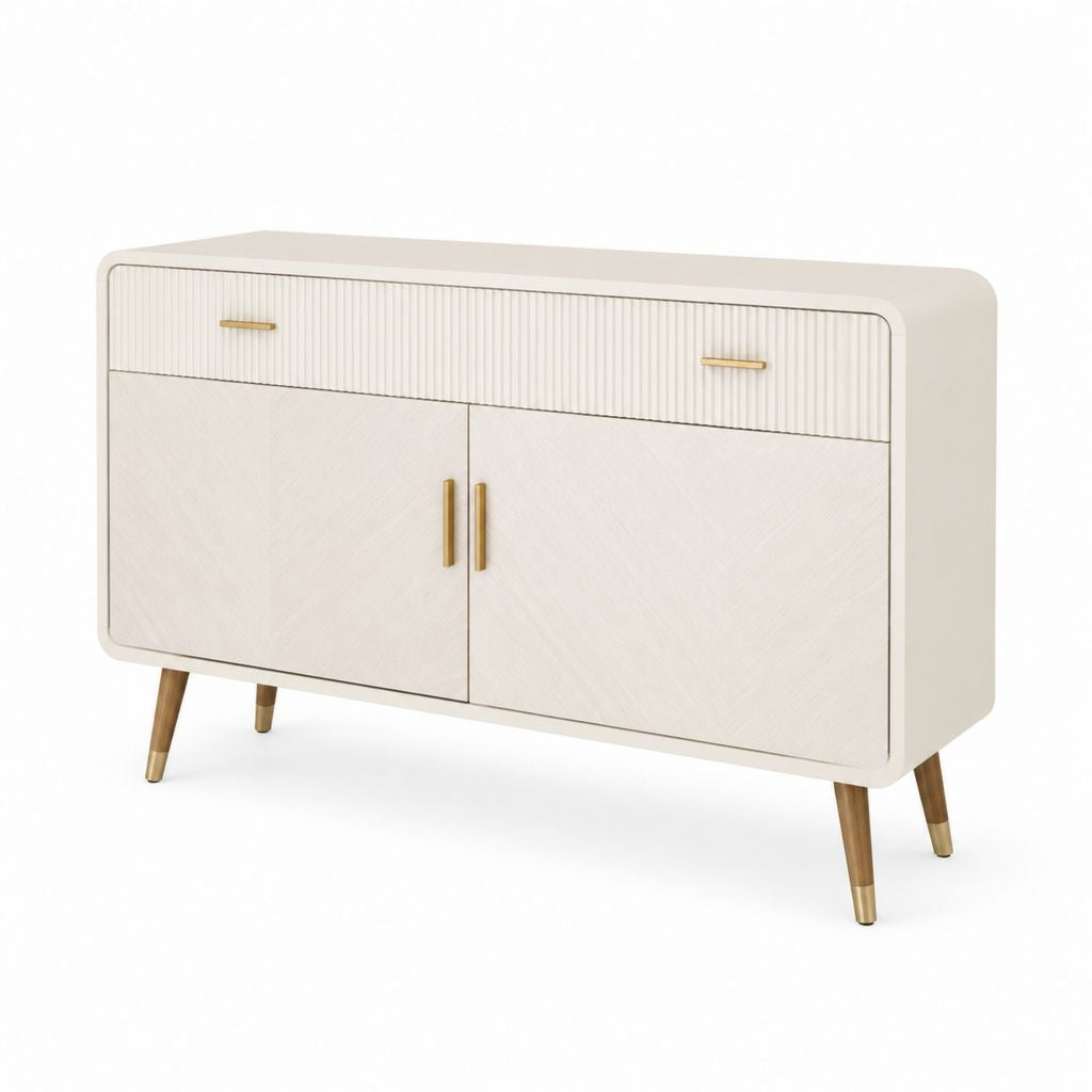 Credenza da sala da pranzo bianca in MDF con 2 ante 2 cassetti 120 x 40 x 80 cm