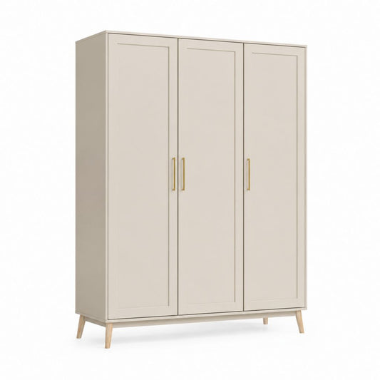 Armadio guardaroba 3 ante beige in pannelli di truciolare rettangolare 150 x 55 x 200 cm