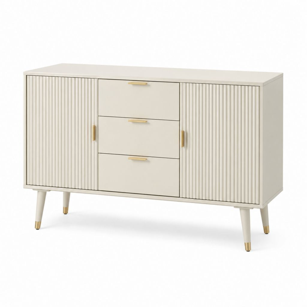 Credenza con 3 cassetti e 2 ante avorio in MDF 160 x 40 x 85 cm