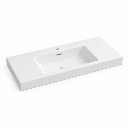 Lavabo da appoggio bianco in resina minerale rettangolare 80 x 46 x 12 cm