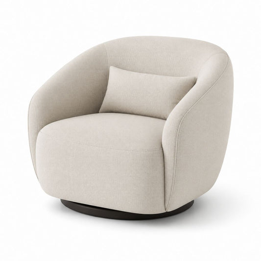 Poltrona girevole beige in poliestere con cuscino 82 x 78 x 78 cm