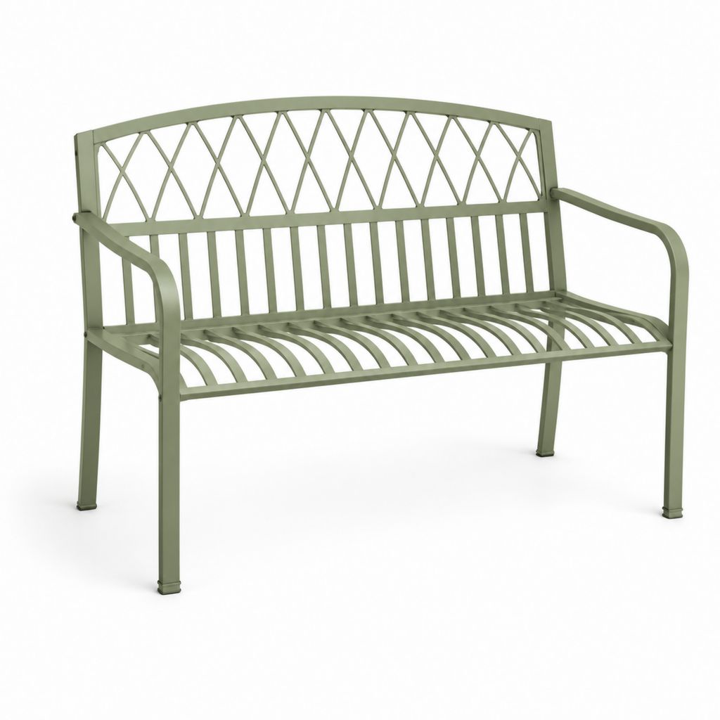 Panca da giardino 2 posti verde in acciaio con schienale arcuato 120 x 60 x 85 cm